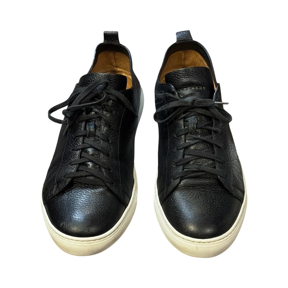 Harry Rosen Henderson Black Pebbled Leather Low Top Sneakers‎ Mens 44 Italy
